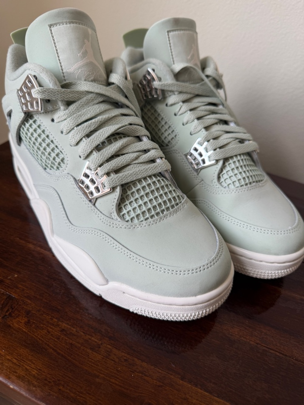 Jordan Sneakers in Mint Green with Silver Accents